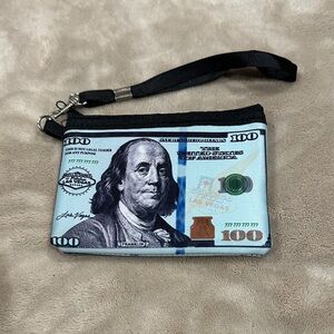 Chic Money Print Wristlet Pouch
